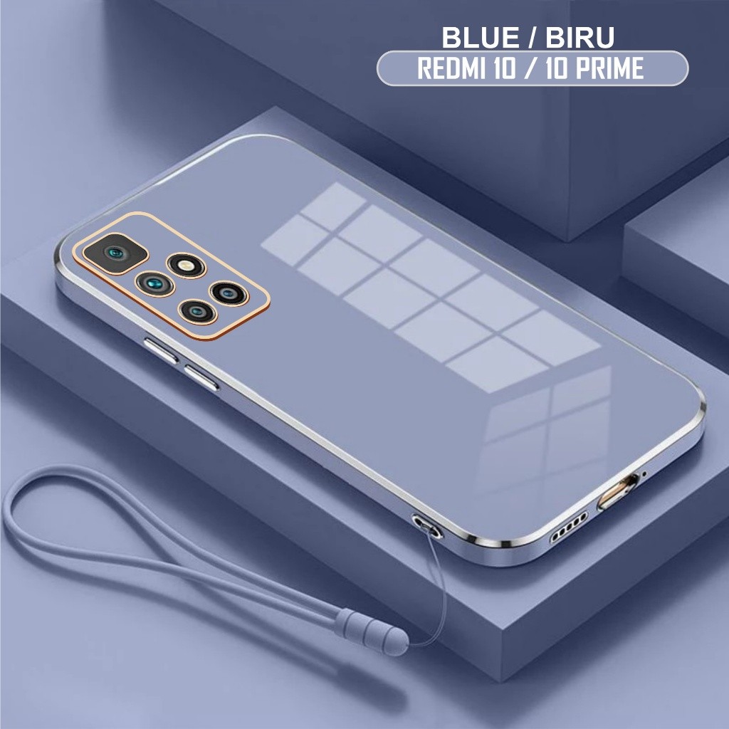 Soft Case Xiaomi Redmi 10 / 10 Prime Case Luxury Plating Free Tali Lanyard Handphone