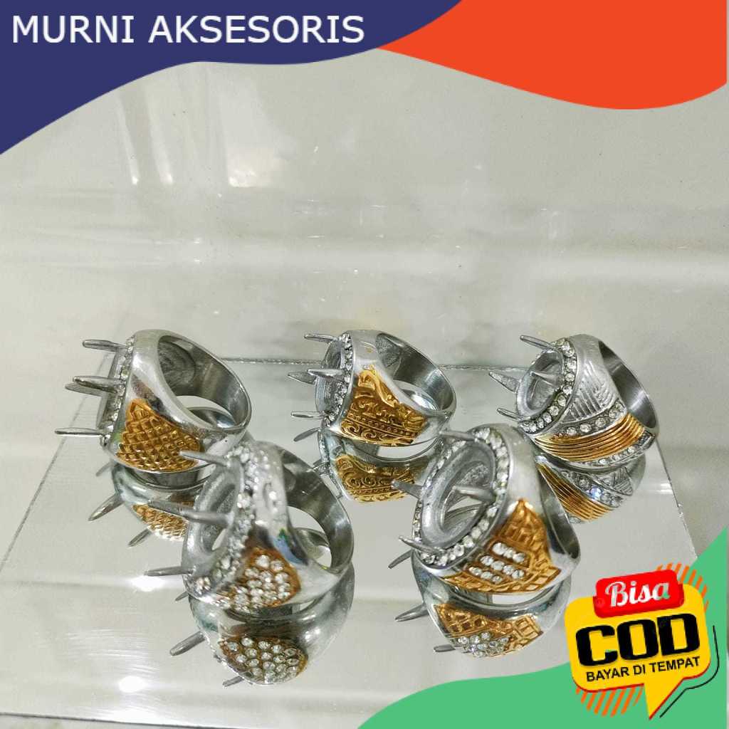 Murni Aksesoris. Ring Cincin Batu Akik Keren / Emban Ring Trendy / Cangkang Cincin Batu Akik Bahan T