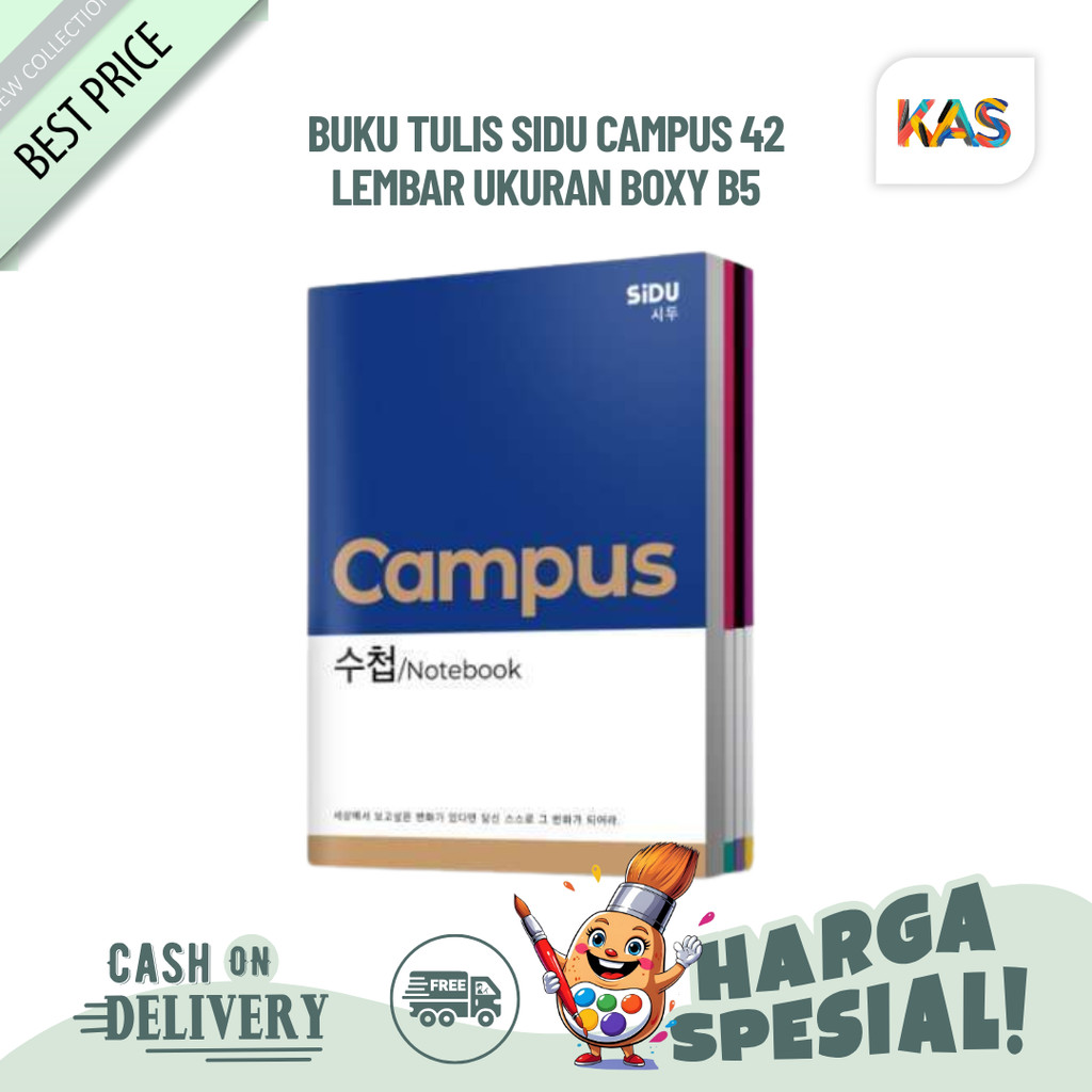 Buku Tulis SIDU Campus 42 Lembar Ukuran Boxy B5 Panjang Sinar Dunia Korean Note Book - Pak isi 5 (KA
