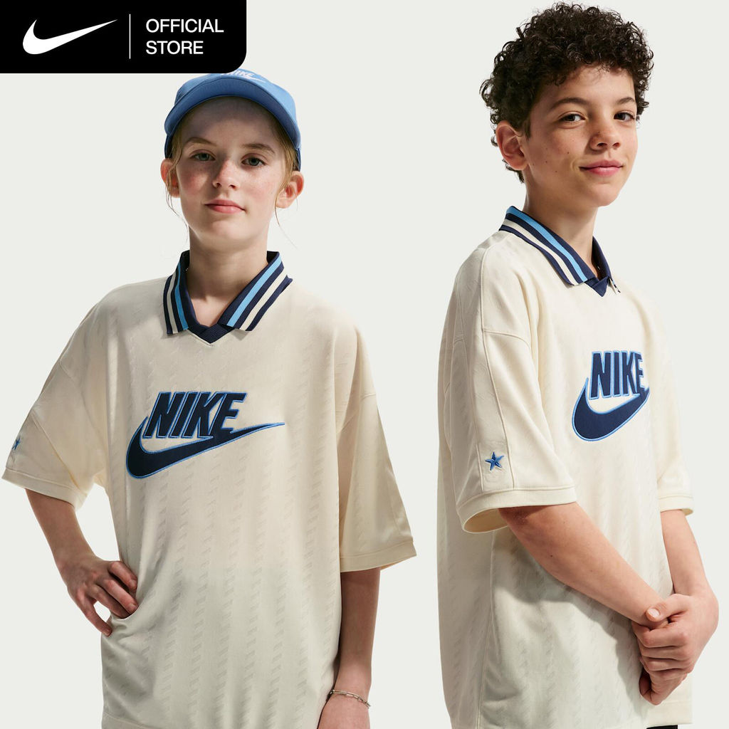 Nike Older Kids' Sportswear Short-Sleeve Jersey - Soft Pearl [IQ0435-047]