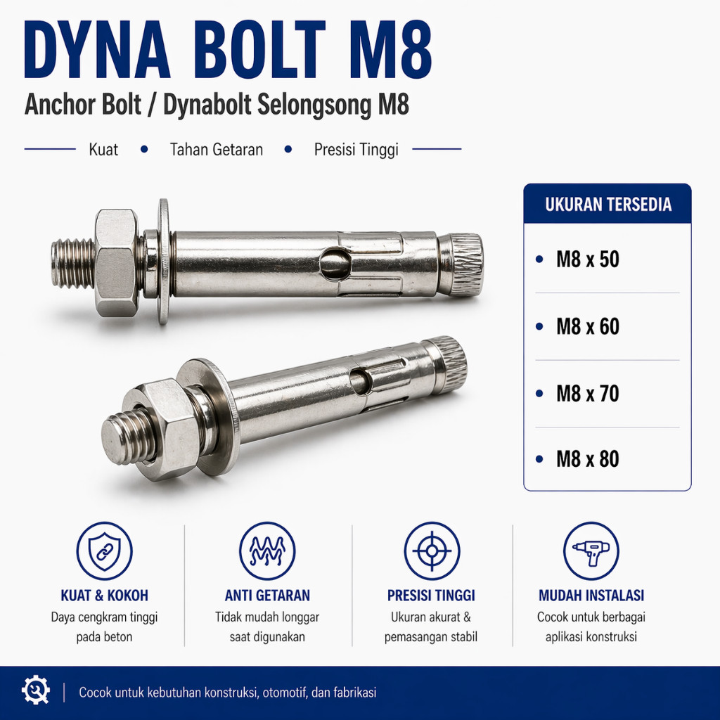 Dynabolt M8X80 / Dinabolt 8X80 / Anchor Bolt M8 X 80 / 8 X 80 - Selongsong M8