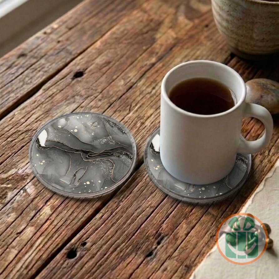 Acrylic Coaster Motif Marble  Tatakan Gelas Mug 9cm Banyak Pilihan Motif Unik bahan akrilik CST09 - 