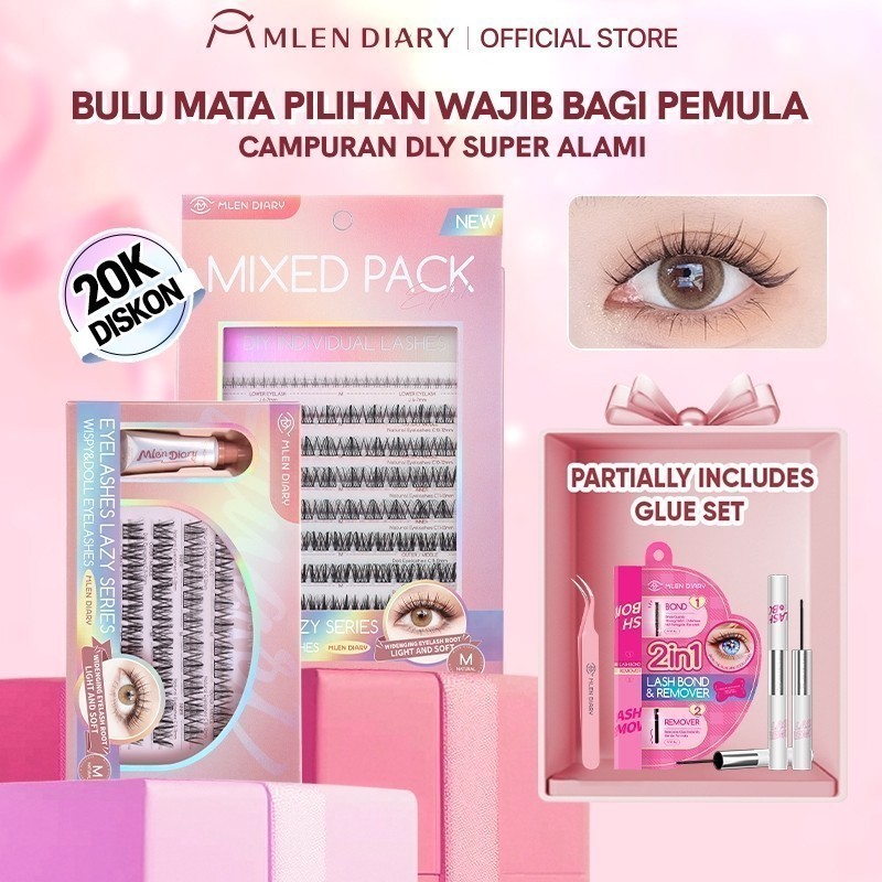 [MLEN DIARY] Wispy & Doll M Mixed Pack Eye Lash - Fake Lashes Extension Natural 11-15mm Bulu Mata Pa