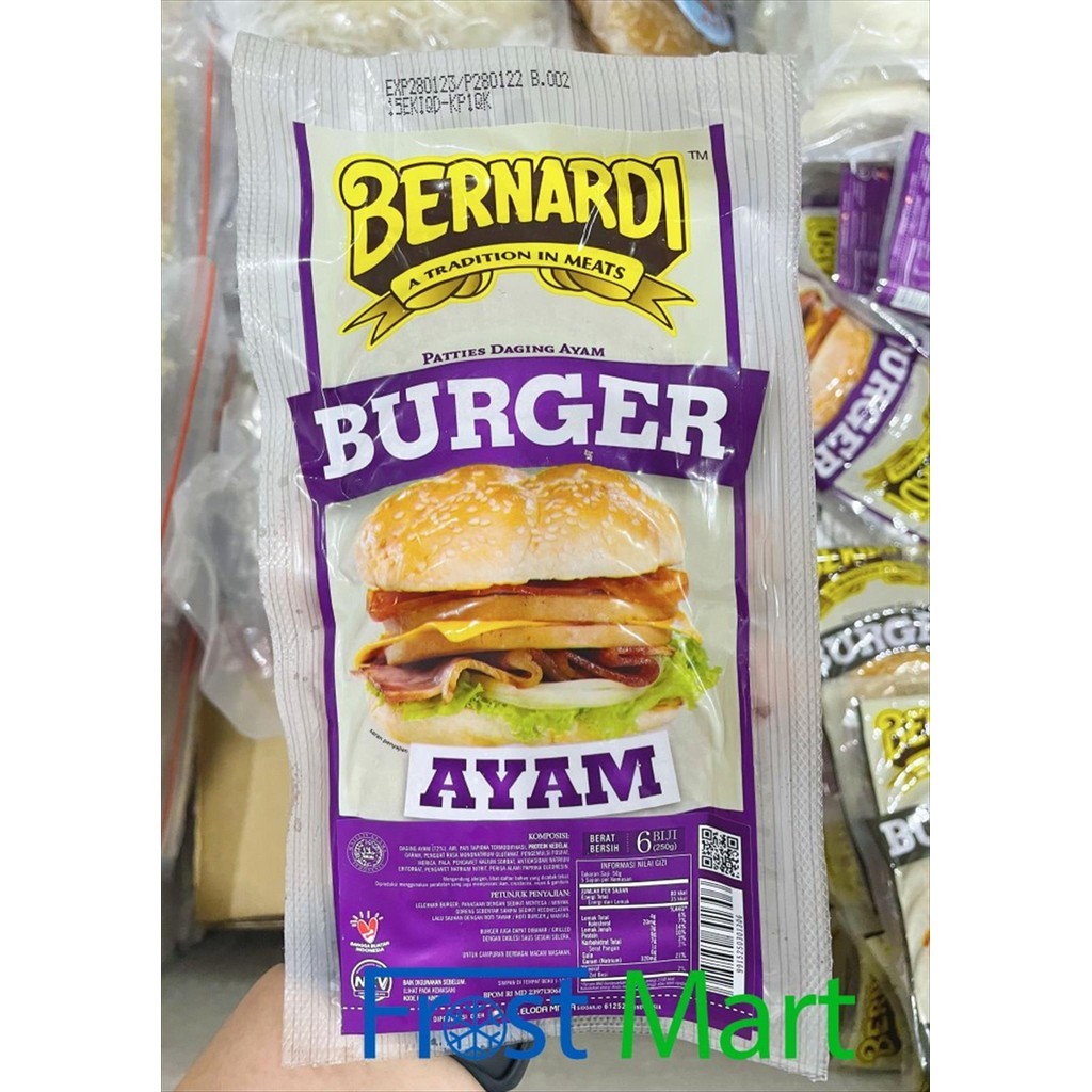 Bernardi Daging Burger Ayam isi 6Pcs 250Gr
