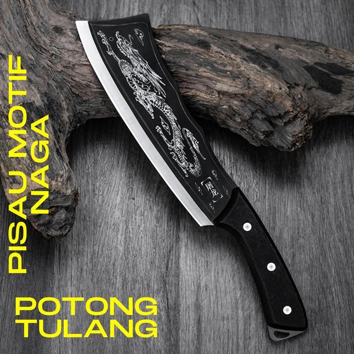 Pisau Naga Pemotong Tulang Motif Naga Dengan Sarung Pisau - PISAU NAGA TERLARIS