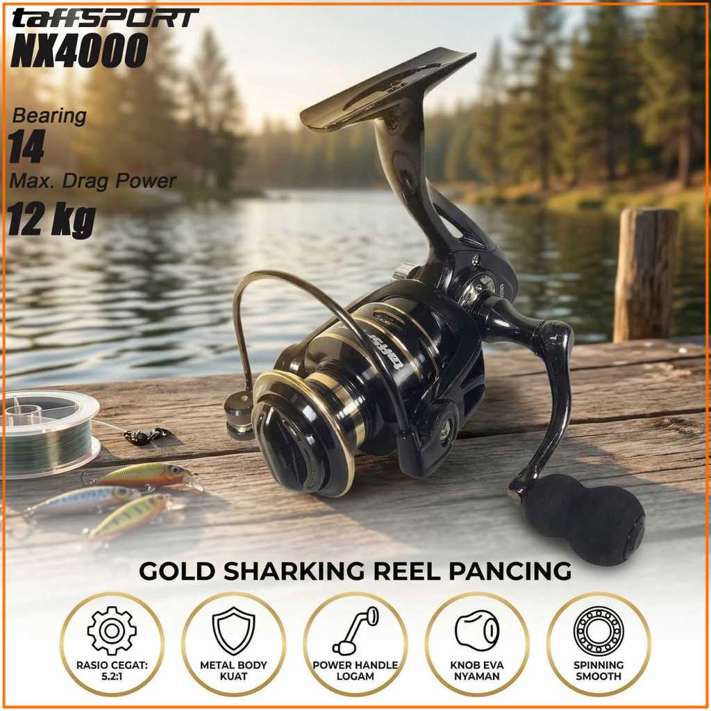 TaffSPORT Reel Pancing Spinning Fishing Reel 5.2:1 4000 - NX4000