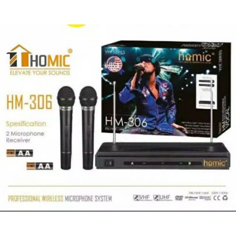 Mic Microphone  MIX. MIK  HM - 306 HM 306  VHF  , HOMIC Double Wireless Series