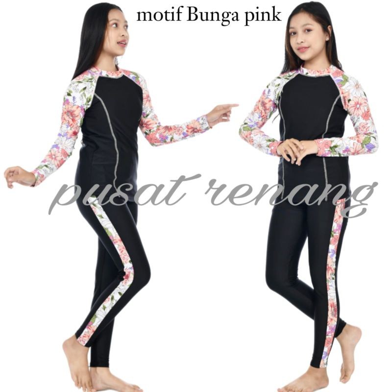 ZIZISHOP 2-piece baju renang ABG - REMAJA usia 10-15 tahun baju renang baju renang panjang 2-PIECE R