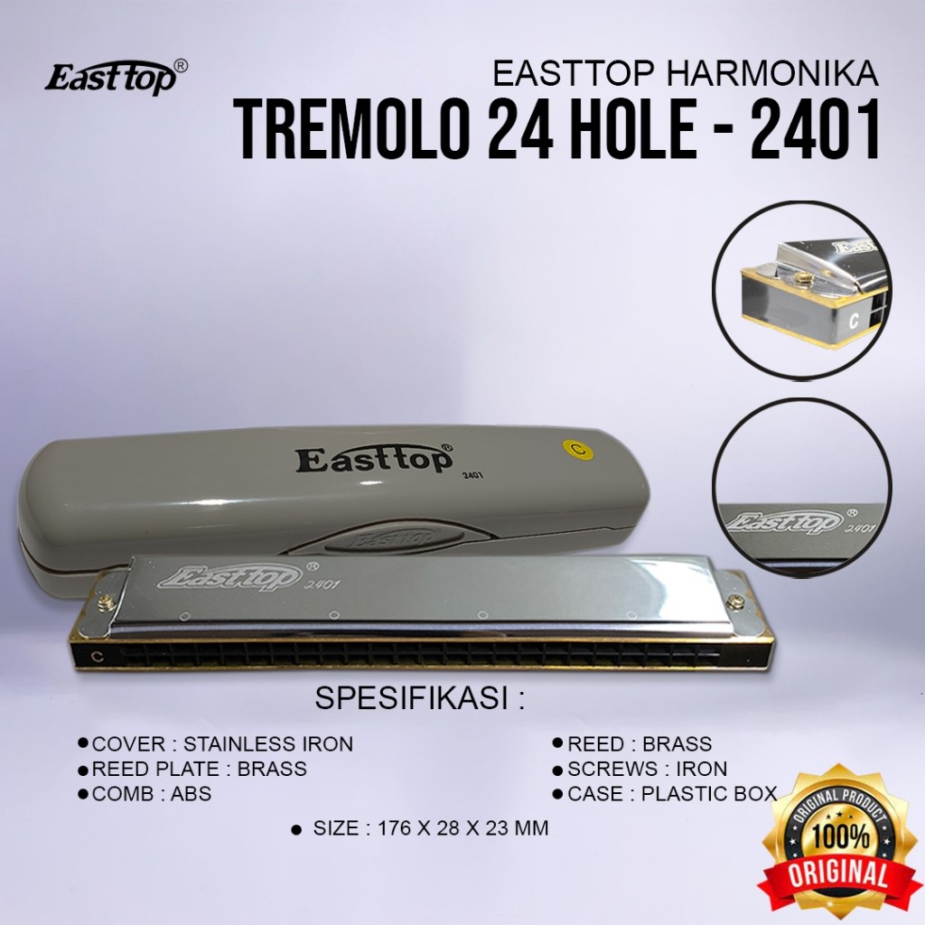 Bermain|| Harmonica Harmonika Easttop Tremolo Easttop 24 Hole 2401 Original