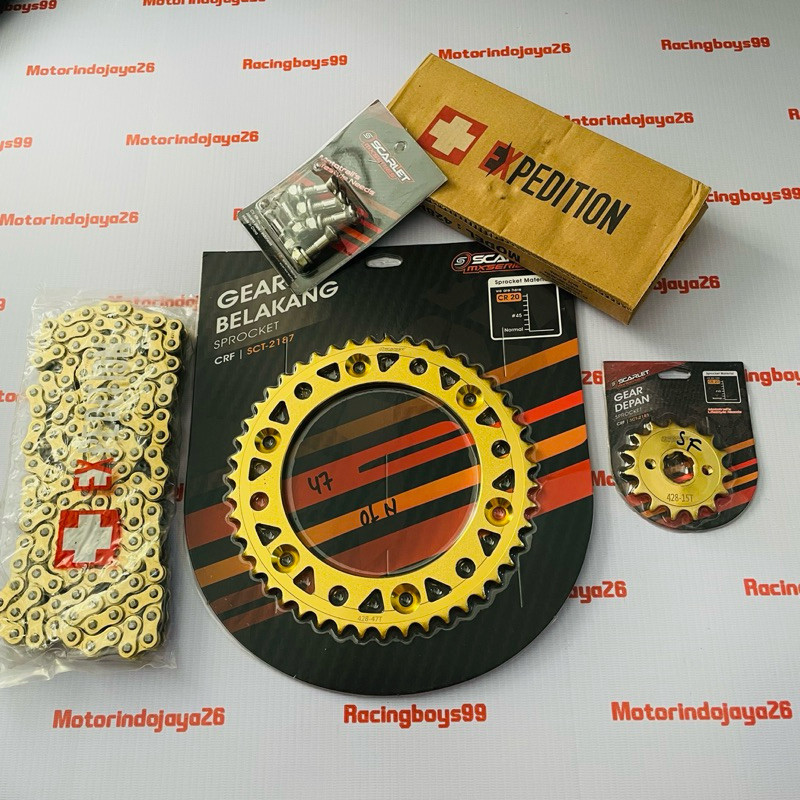 Gear Set SCARLET CRF 150L Plus Baut Gear SCARLET