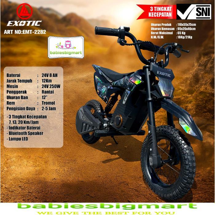 Motor Trail Aki Anak Mini EMT-2282 EXOTIC Elektrik X-Trail BAN ANGIN 24V 8AH Adaptor - EMT 2282 HITA