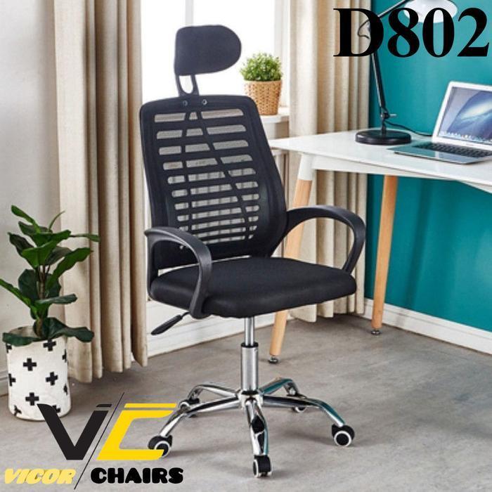 Kursi kantor,kursi kantor jaring termurah - D802 Hitam (Kardus), Polos