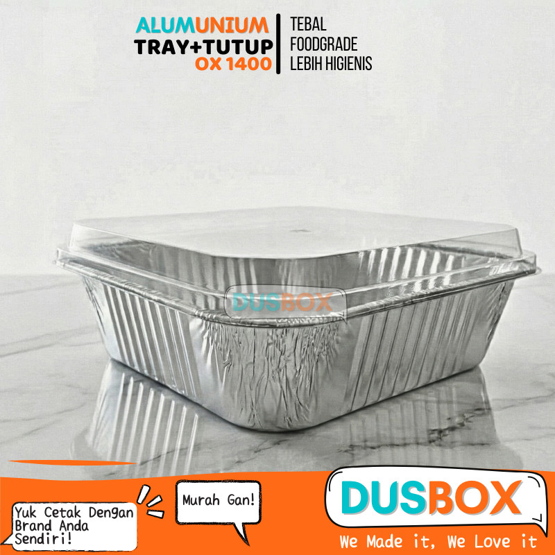 Aluminium foil tray dan tutup/alumunium foil tray/aluminium foil kotak/aluminium foil ox 1400