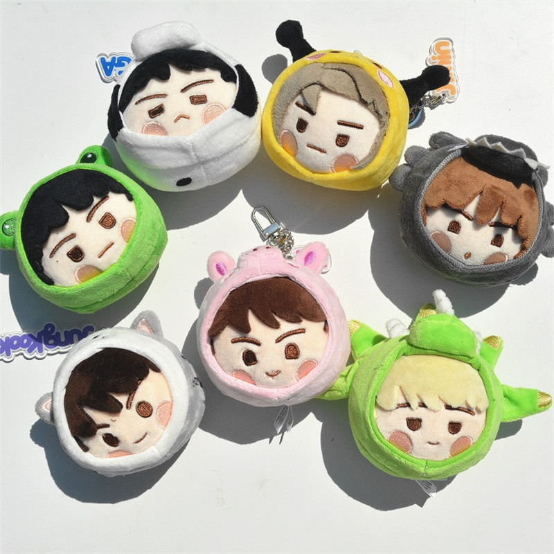 New Kpop Korean Boys FESTA V Cartoon Plush Keychain Keyring Pendant Cute Big Head Key Rings Fans Bir