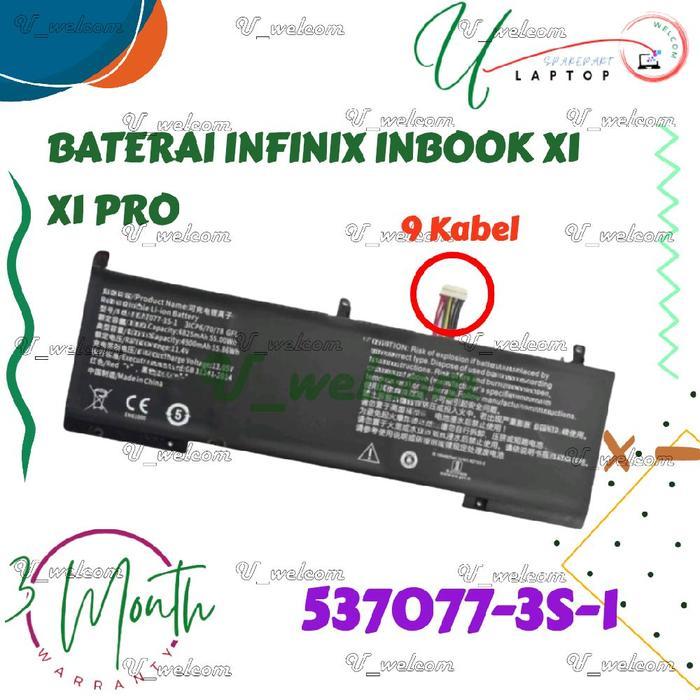 BATERAI INFINIX INBOOK X1 - X1 PRO I3 I5 I7 Series 9 kabel  MODEL: 537077-3S-1