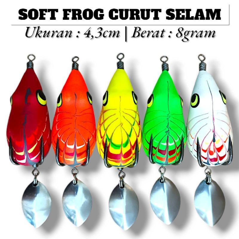 SOFT FROG CURUT SELAM. UKURAN 4,3CM. BERAT 8GRAM.INTAN LURE'S