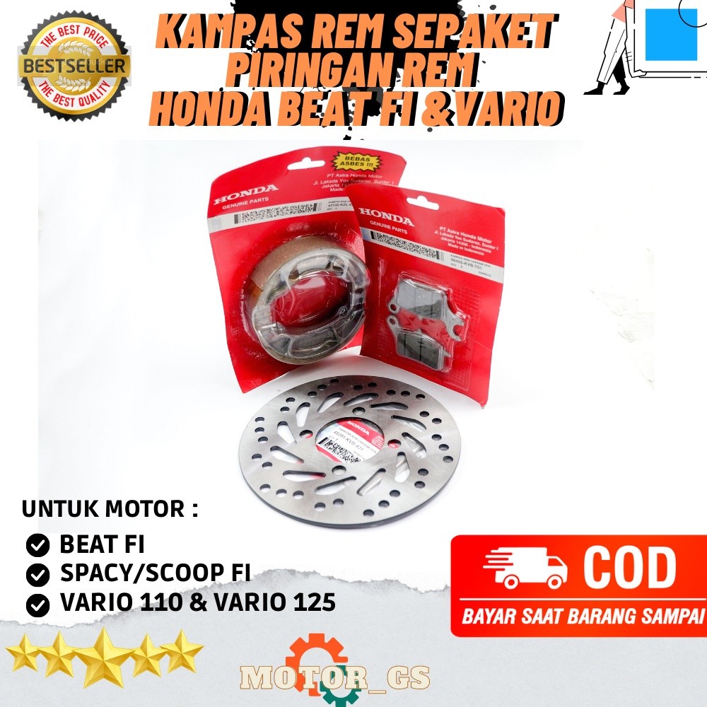 ori kampas rem cakram depan sepaket , kampas rem cakram depan + kampas belakang dan piringan beat,va
