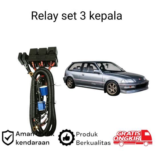 Relay Set Lampu Utama LED H4  Mobil Honda Civic Nouva Koko