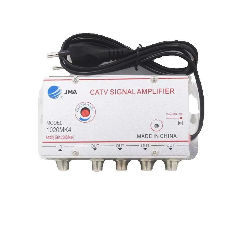 4 Way 20DB CATV TV Antenna Signal Amplifier Booster Splitter 1020MK4 for gital TV Equipments EU Plug