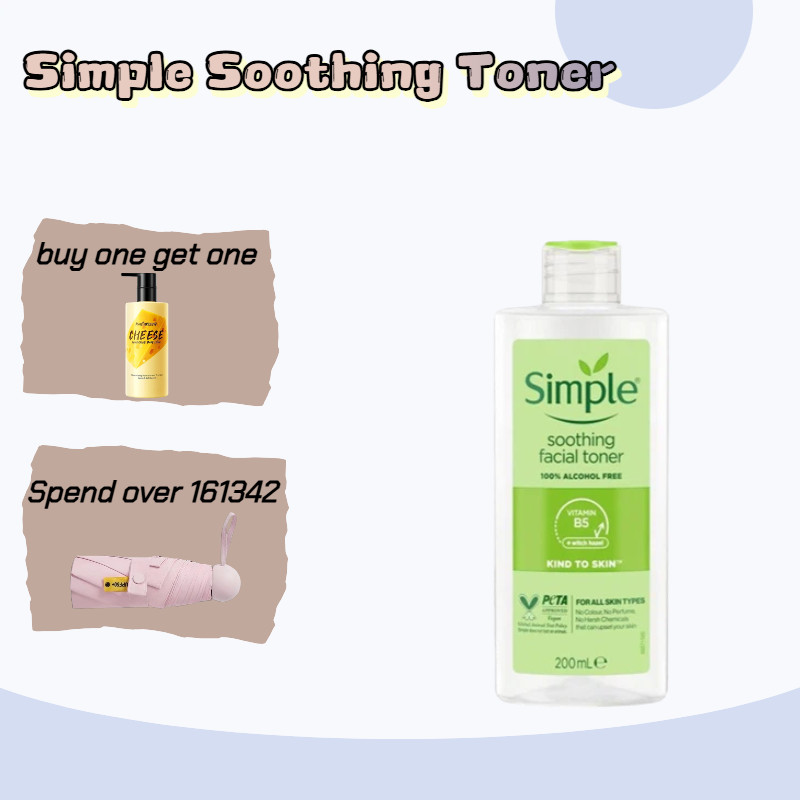 Simple Kind to Skin Soothing Facial Toner - Hydrating & Refreshing Alcohol-Free Toner 200ml