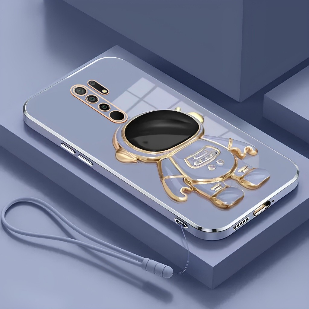 Soft Case Xiaomi Redmi 9 9C 10A 4G Silikon Lipat Astronot Plating Free Tali Lanyard Casing Handphone