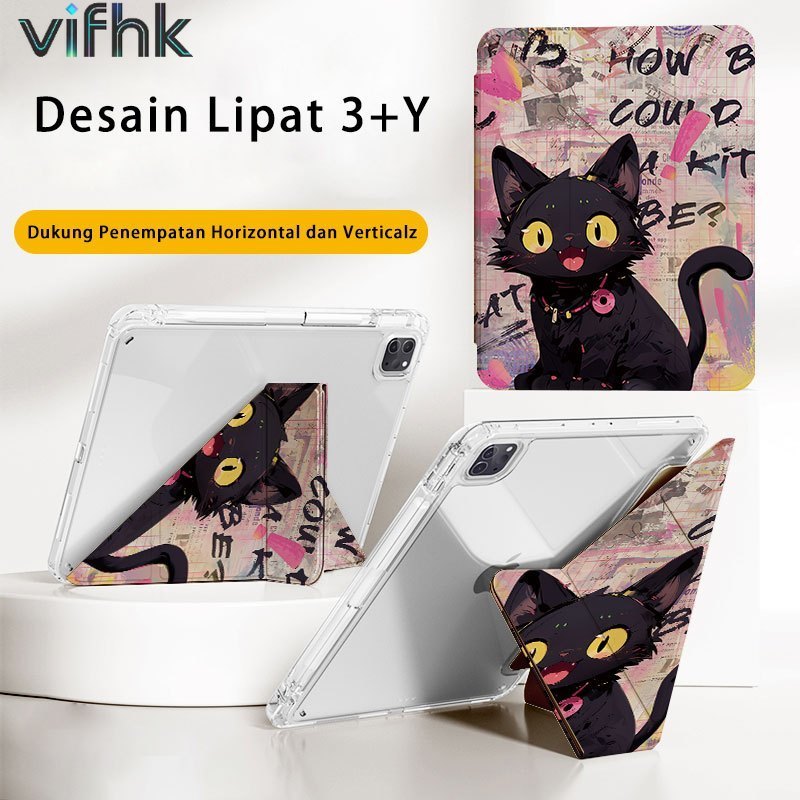 Lipat 3+Y Bentuk Y, Sarung iPad Premium, Cocok untuk Air6 Air7 11 inci M2 M3, Pro 11 inci M4 2024, 1