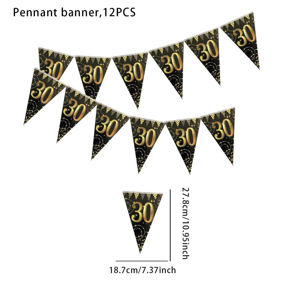 30th Birthday Party Flag Triangular Banner Anniversary Decoration 40 50 Years Happy Birthday Decorat