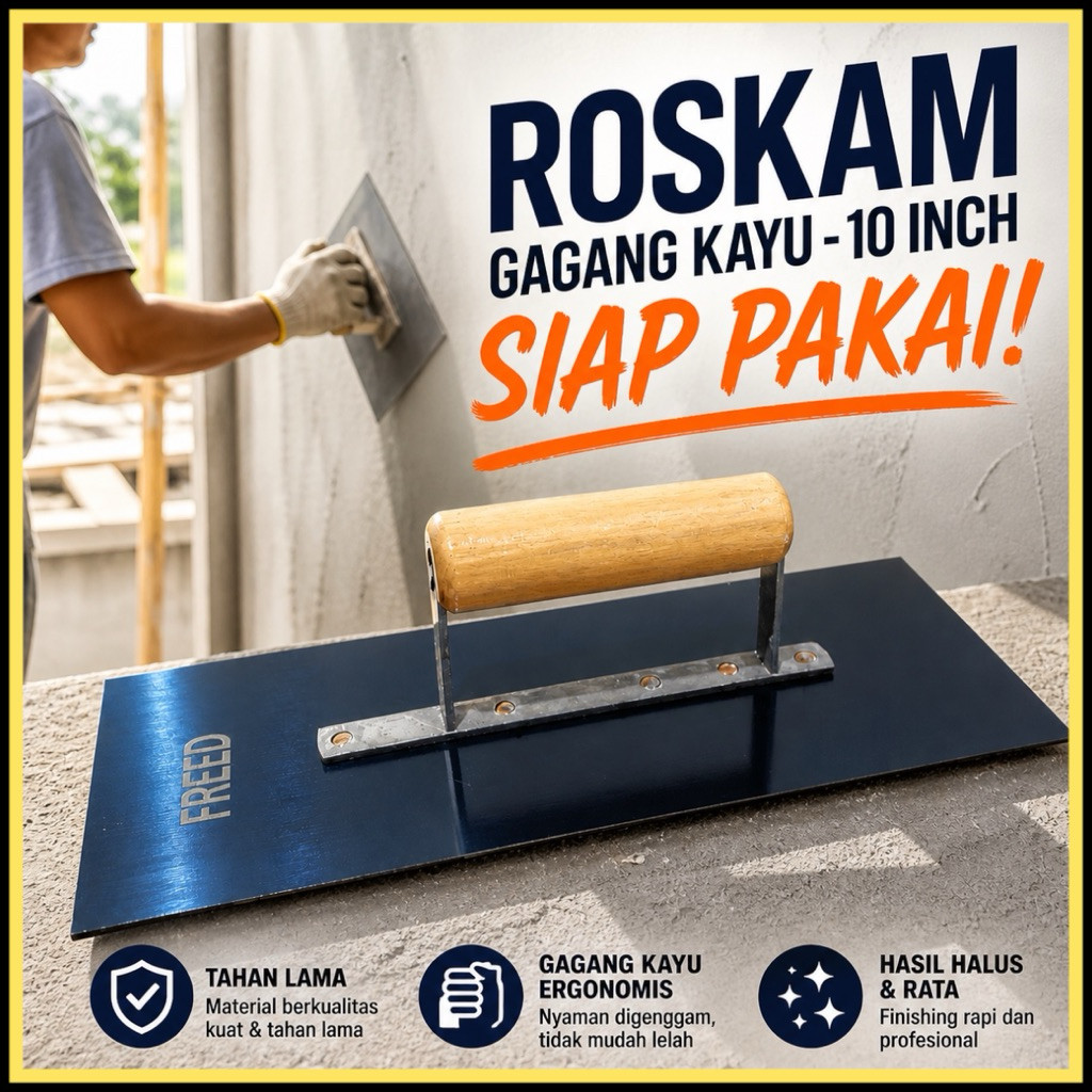 Roskam Raskam Baja Plat Besi Gagang Kayu Kuat