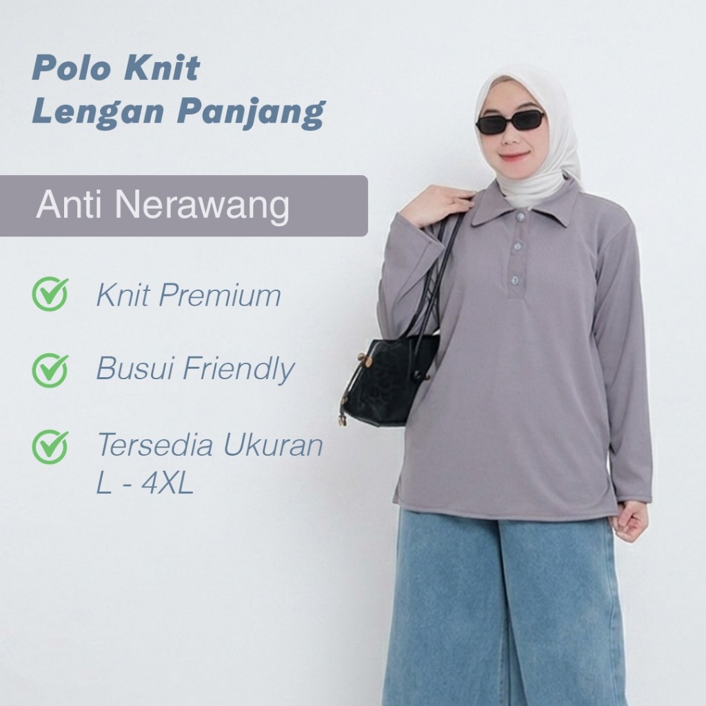 ATASAN POLO KNIT WANITA / Ukuran BIGSIZE & STANDAR / ATASAN KNIT BUSUI