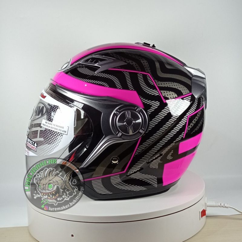 HELM NHK GLADIATOR UNITY BLACK PINK DOUBLE VISOR
