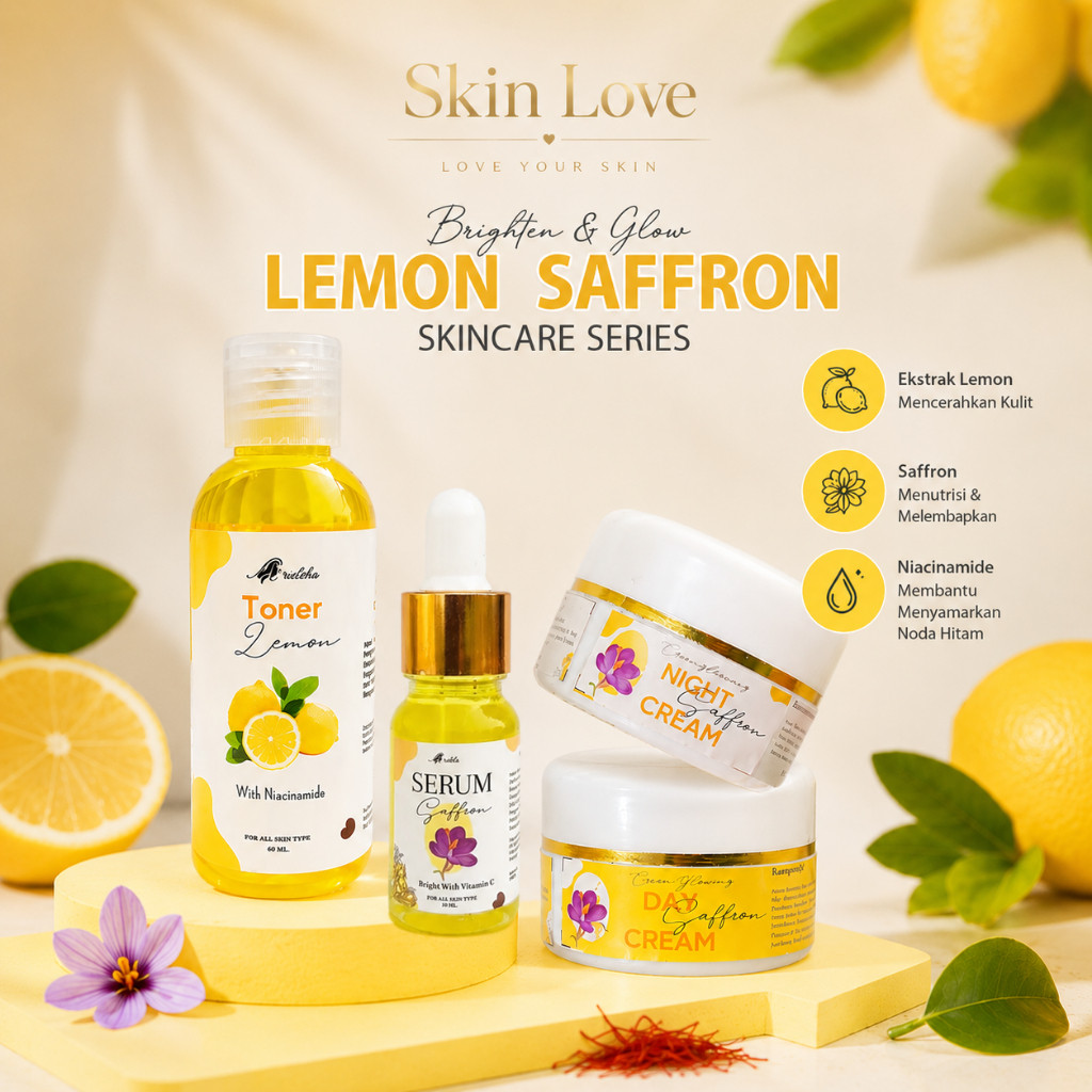 Paket Skincare Saffron Brightening X Kelly - Mencerahkan & Melembabkan Kulit Wajah ( Isi 4 )