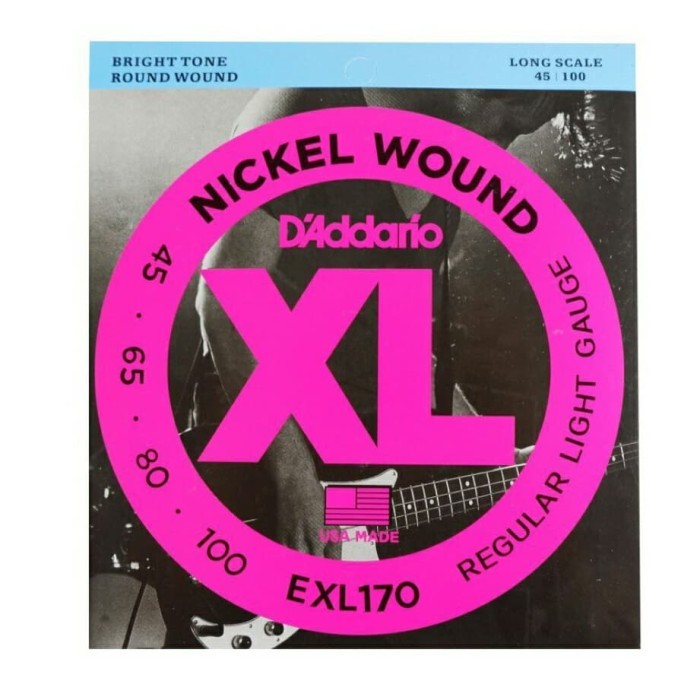 Senar gitar bass 4 senar EXL170 senar bass Daddario nickel wound