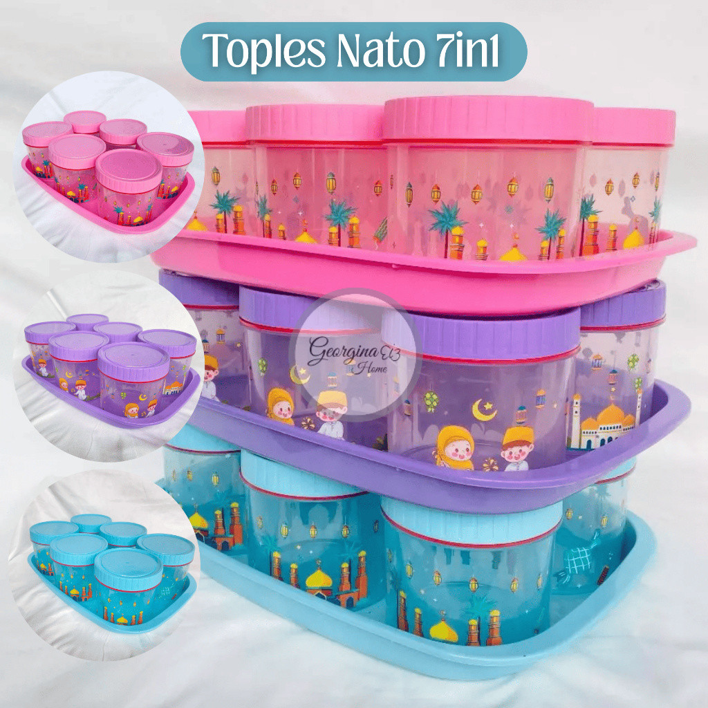Nato Toples Kue Lebaran Set 7 In 1 Free Nampan Tonam Plastik Kue Lebaran BPA Free