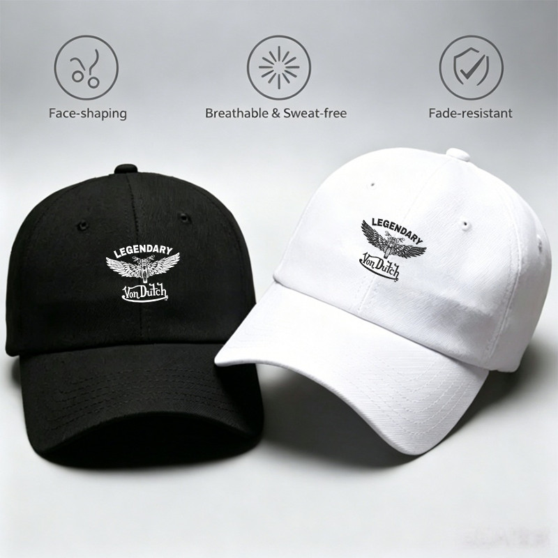 Topi VON DUTCH Terlaris Model Baseball Unisex Warna Hitam Putih Fashion Modern untuk Sehari‑hari