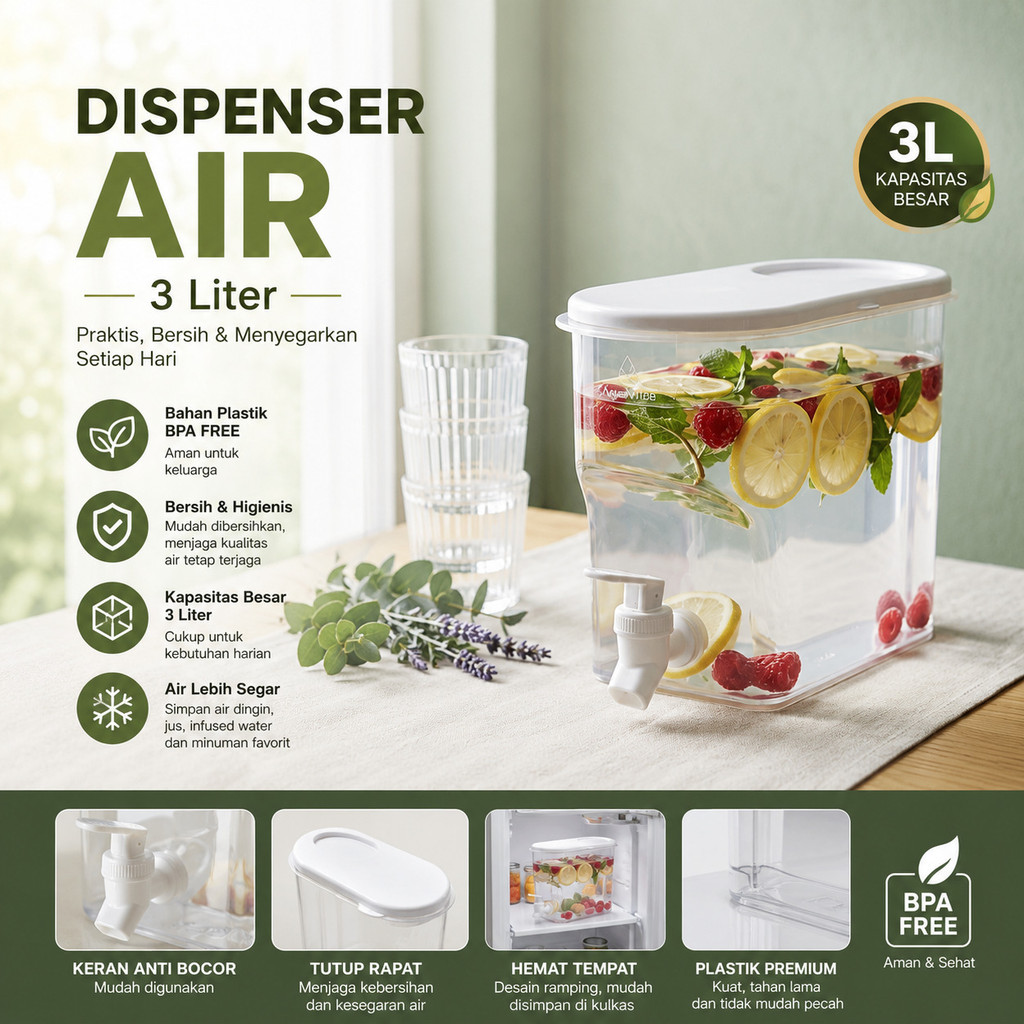 DISPENSER AIR MINUM JUICE COFFEE KAPASITAS 3 LITER DISPENSER AIR MINUM KULKAS Teko Minuman Dingin