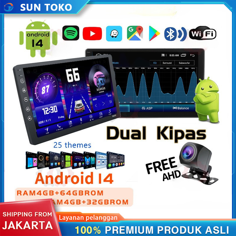 Dual Kipas 8g+128g Ips Screen Head Unit 7/9/10 Inch Car Android 14 Navigasi Untuk Toyota Daihatsu Mi
