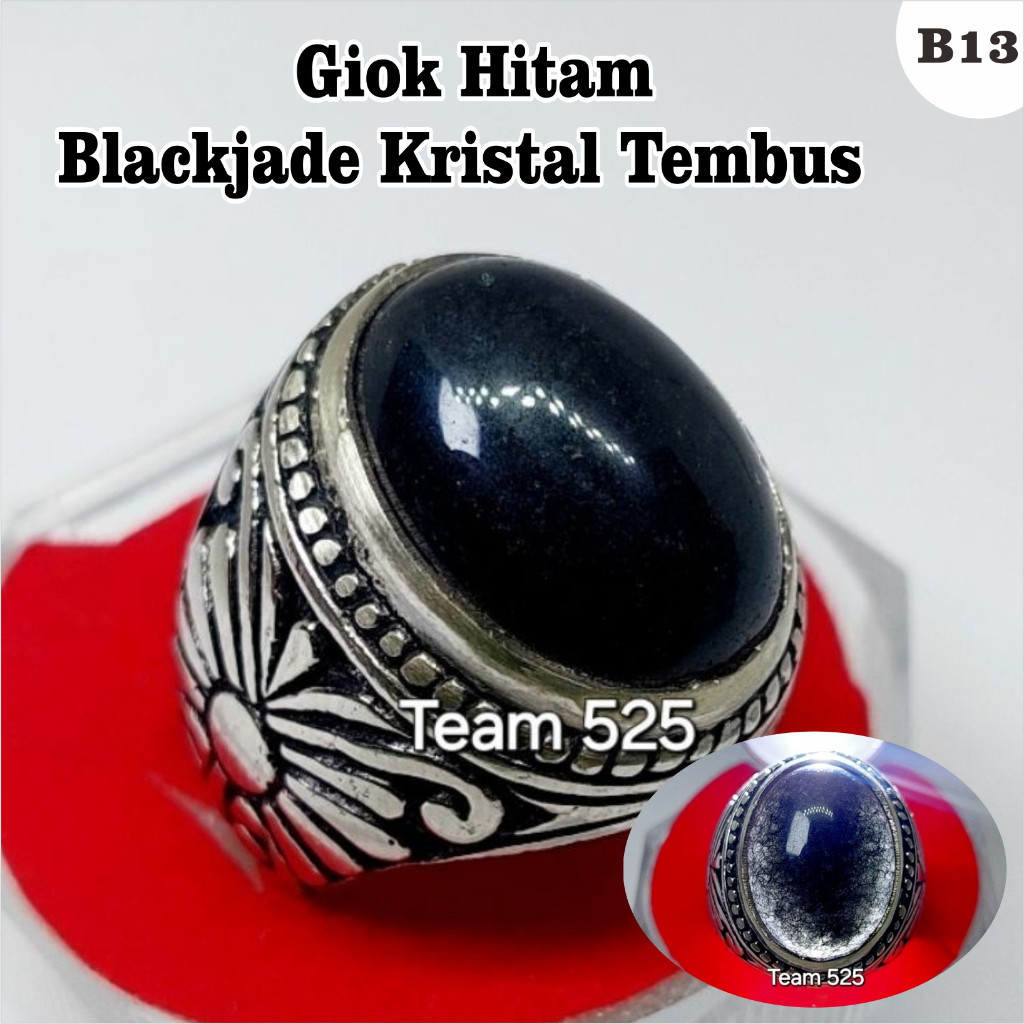 Cincin batu giok hitam / blackjade kristal tembus / giok china cincin asli pria wanita / B13