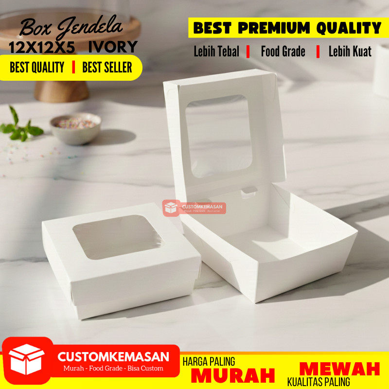 Box 12x12x5 / dus mochi kukis / dus 12x12x5 / dus kue 12x12x5 / dus laminasi / box jendela 12x12x5