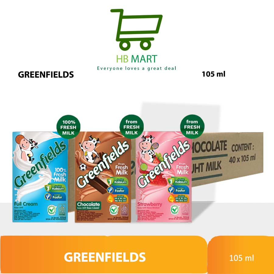 Greenfields Susu UHT 105 ML X 40 pcs (1 Karton) / KHUSUS OJOL Susu UHT Greenfields 105 ML (1 Karton)