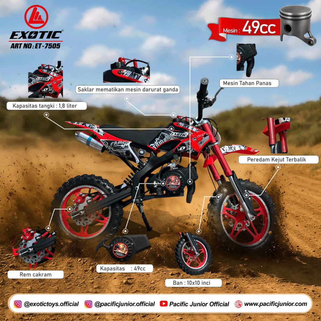 MOTOR TRAIL MINI ET 7505 EXOTIC MOTOR MOTORAN ANAK MURAH