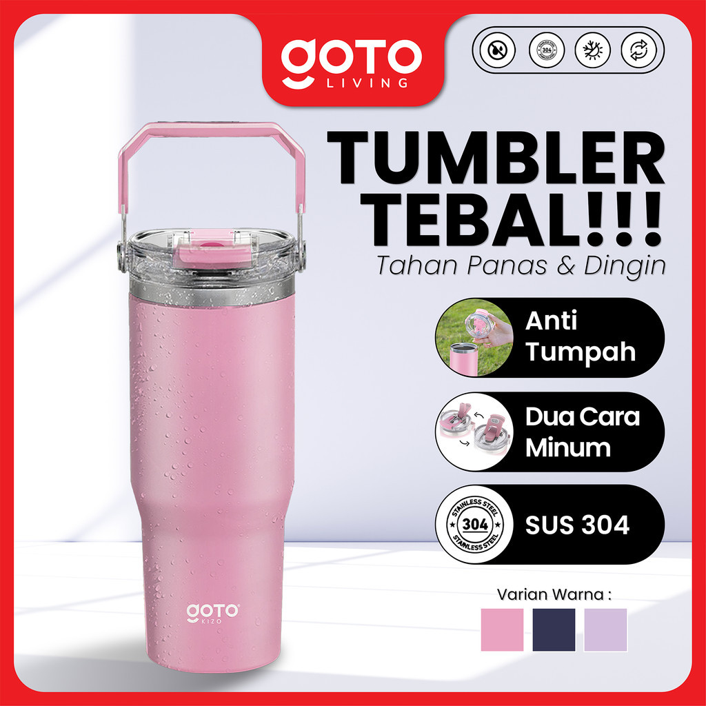 (Promo Special) [TEBAL, ANTI TUMPAH & TAHAN 24 JAM] GOTO Kizo 900ML Tumbler Stainless Vacuum Aesthet