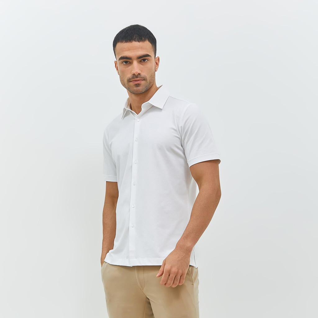 JOBB Endive Kemeja Pria Lengan Pendek Slim Fit Putih