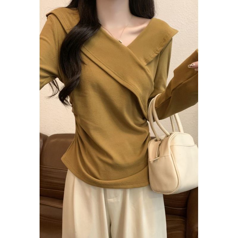 JelitaCeria T-shirt slim-fitting dan kemeja bottoming tipis atas beludru Jerman ukuran besar musim d