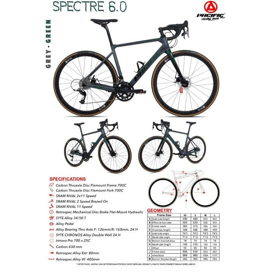 700C ROAD BIKE CARBON PACIFIC SPECTRE 6.0 ORIGINAL // Sepeda Roadbike Pacific Premium 5.3