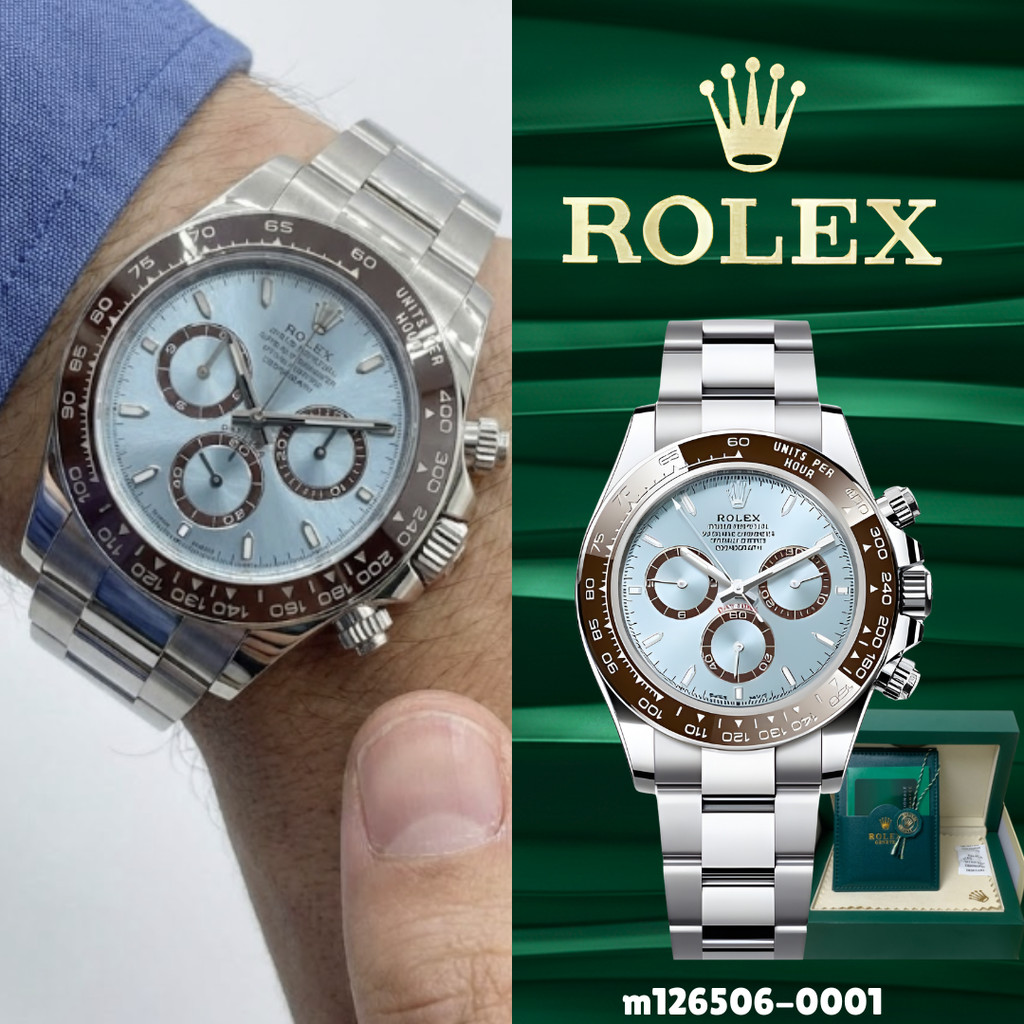Jam tangan ROLEX Daytona m126506-0001  Dial Ice Blue sudah termasuk Box Lengkap 100% ORI Bisa COD Su