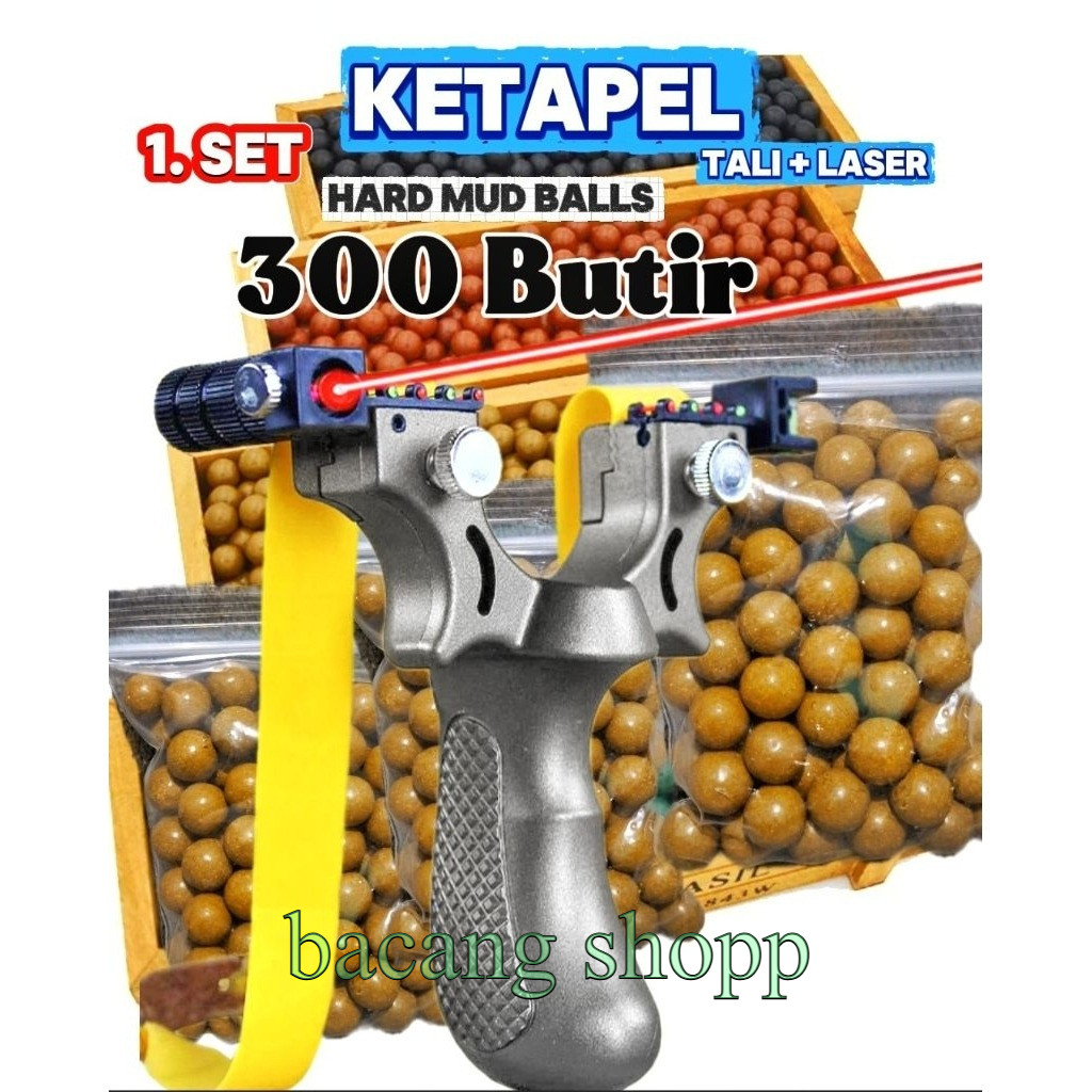 ketapel Burung 1set Lengkap Tali dan Laser Plus 300 Butir Peluru Bisa COD