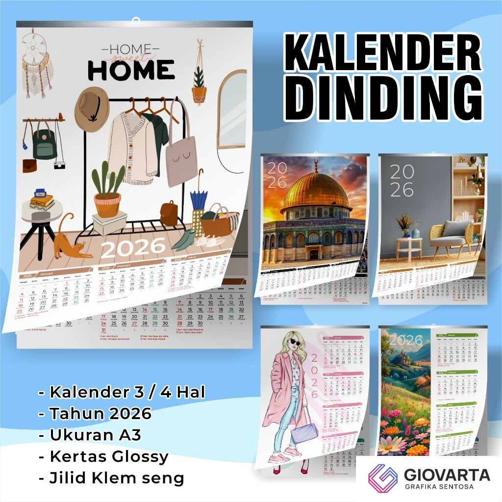 Kalender dinding - wall callendar - kalender gantung 2026, Kalender aesthetic
