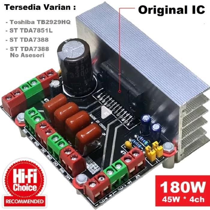 HIFI SQ Car Amplifier 180W Original TDA7388 TDA7851 TB2929 Ampli Mobil - TDA7388 Komplit by Blezzyst