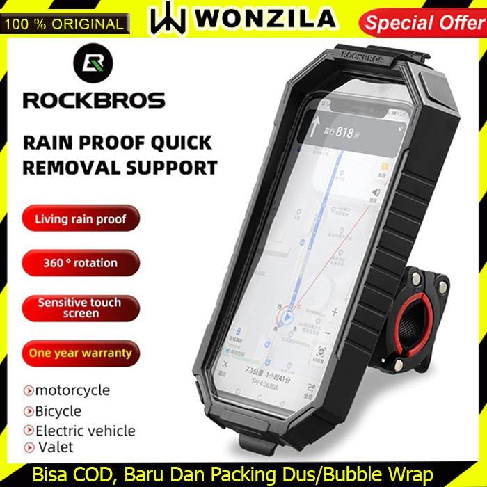 Rockbros Phone Holder Motor Sepeda Waterproof Touchscreen Bag 22001