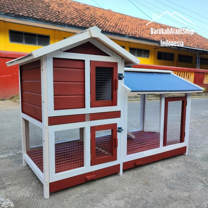 Kandang Kelinci Kayu Tingkat Minimalis | Rumah Kelinci Outdoor Indoor kayu pilihan